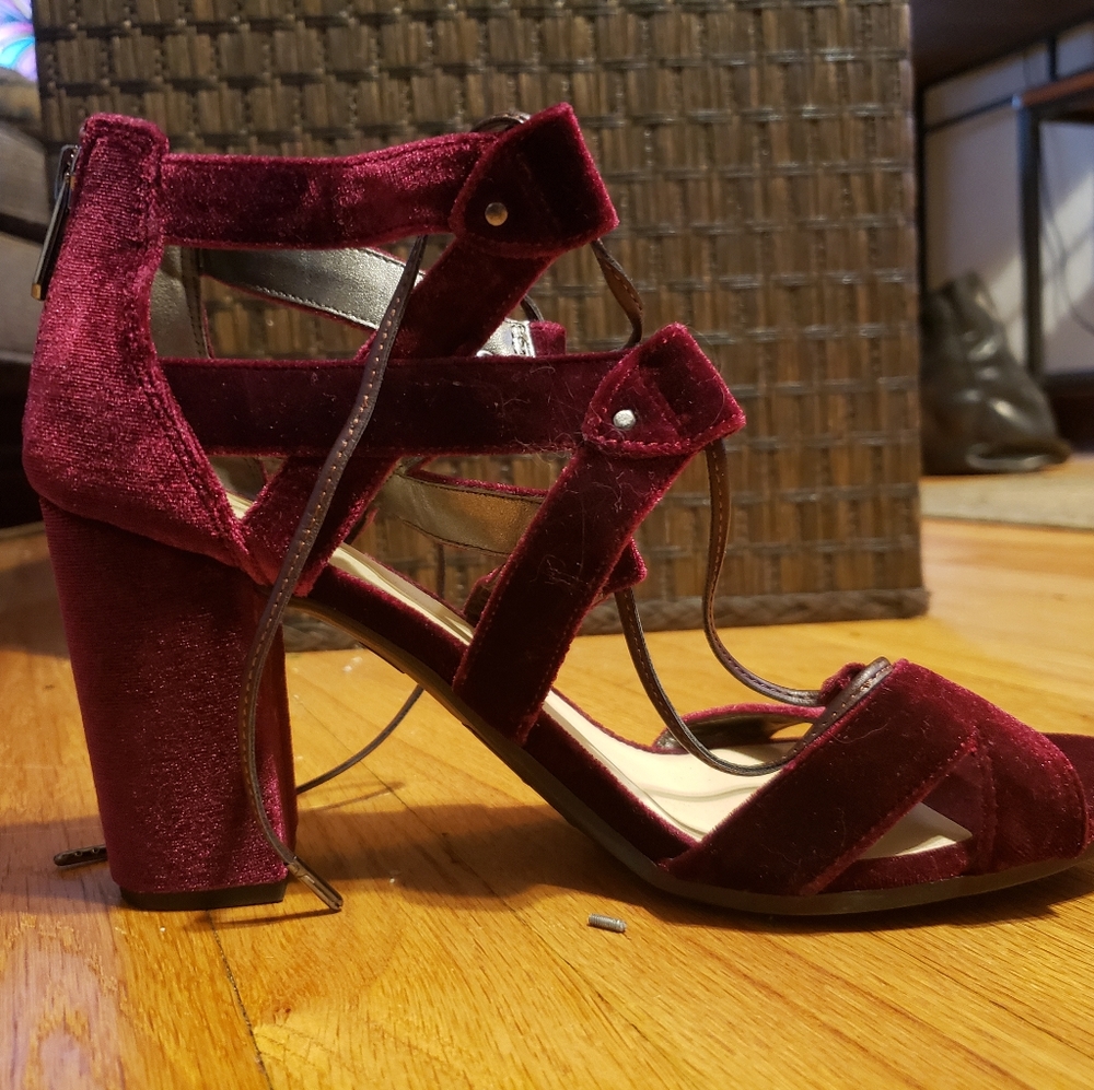 Red velvet heels
